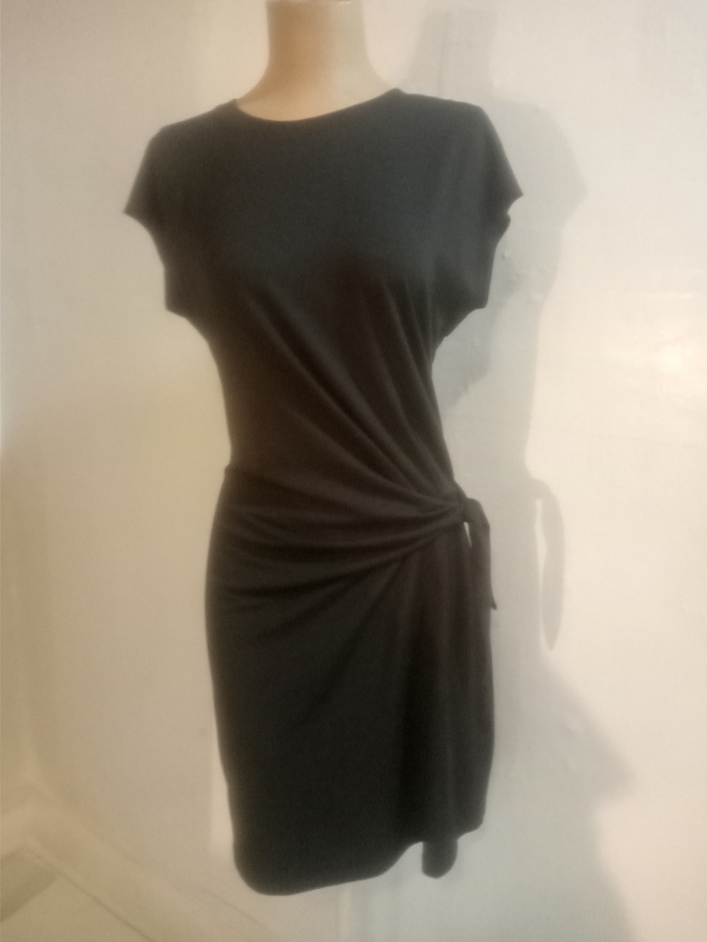 Nicole Miller Black Side-Tie Midi Dress